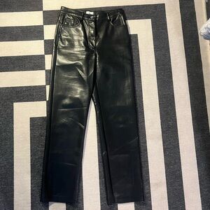 Aritzia Black Faux Leather Straight Leg Pants